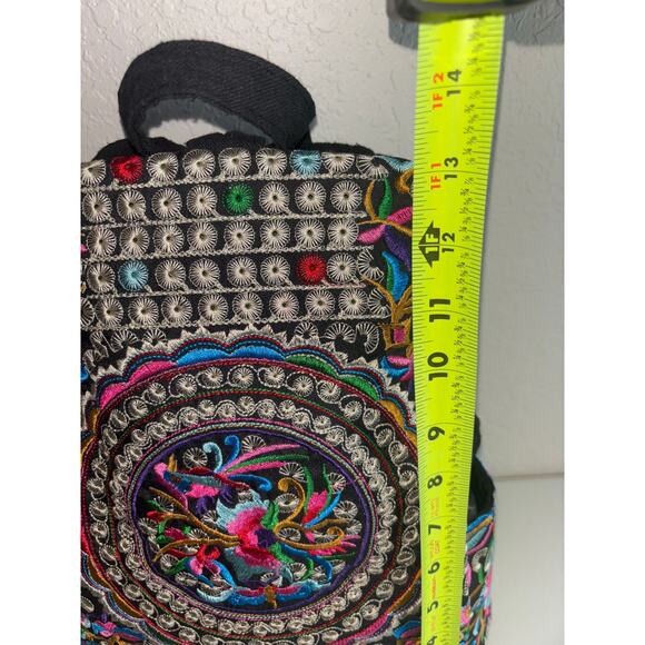 Bohemian Embroidered Birds and Flowers Cotton Canvas Lightweight Backpack - Picture 7 of 9